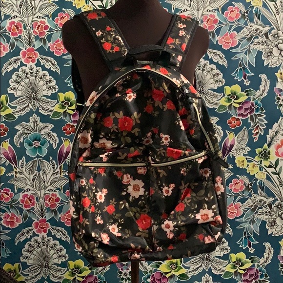 Anthropologie Handbags - Anthropologie black floral backpack
